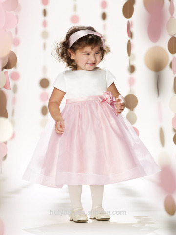 lovely satin baby gown pink flower girl dress