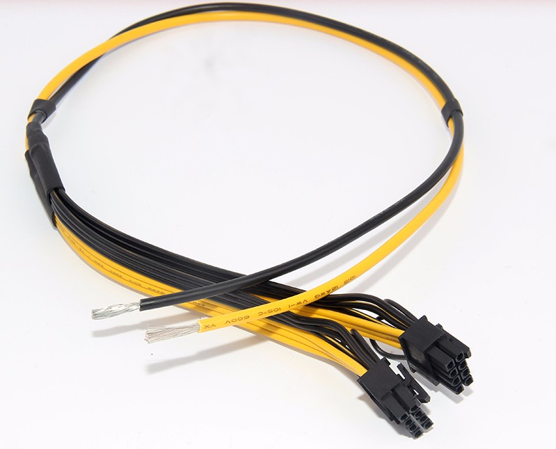 Dual PCIe 6+2pin DIY Splitter Power Cable Cord for Bitcoin Litecoin RIG Miner2