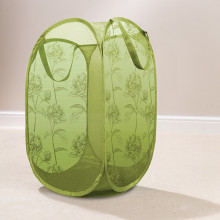 Folding mesh print laundry basket pop up hamper