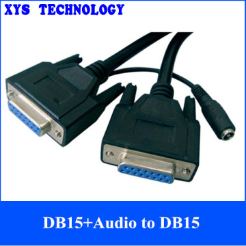 Professional Wire Factory DB15 with Audio connector to DB15 Cable,Black DB15 to Audio Cable