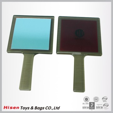 Custom logo printed cosmetic transparent handheld mirror