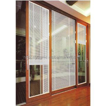 Aluminum sliding door with venation blind curtain inside