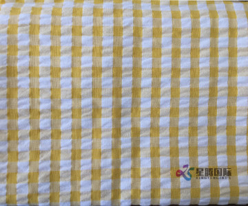 Colorful Plaid 100% Cotton Seersucker Fabric