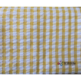 Colorful Plaid 100% Cotton Seersucker Fabric