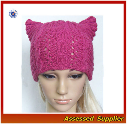 NBH043/ Fashion ladies cat ear beanie hat/ cheap cat ear knitted hat