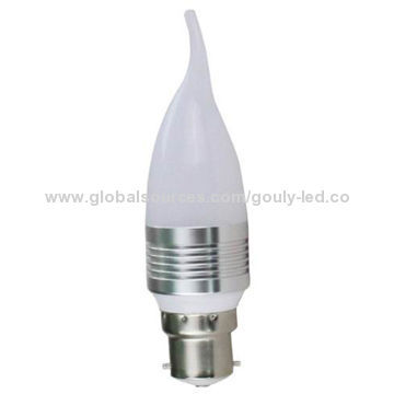 LED Candle Bulb with 3W High-power and 255lm Luminous Flux, Milky Cover