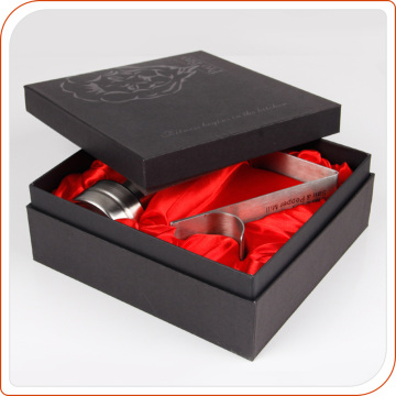 Custom design lid off packing box silk cloth inside foam tray paper box