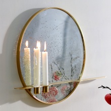 Romantic Wall-Mounted Metal Mirror Candle Sconce
