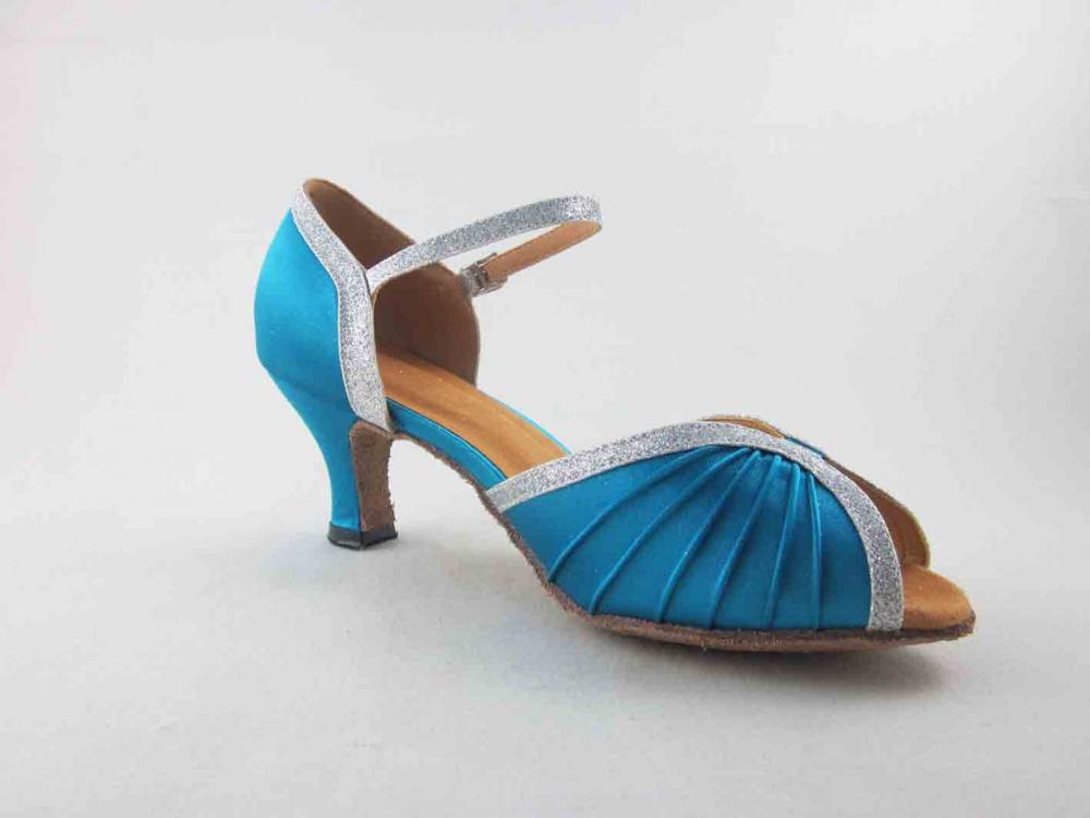 Blue Satin Salsa Shoes For Ladies