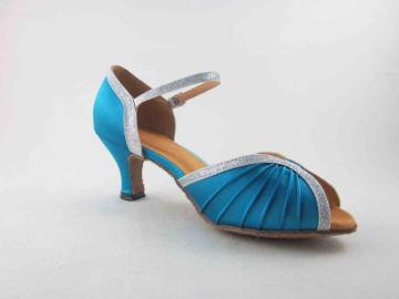 Blue satin salsa shoes for ladies