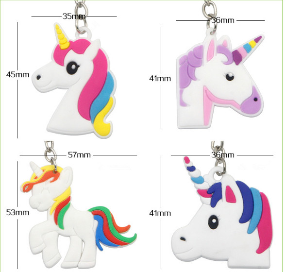 Wholesale Soft PVC Unicorn Keychain Custom Creative Carton Keychain Promotion Gift