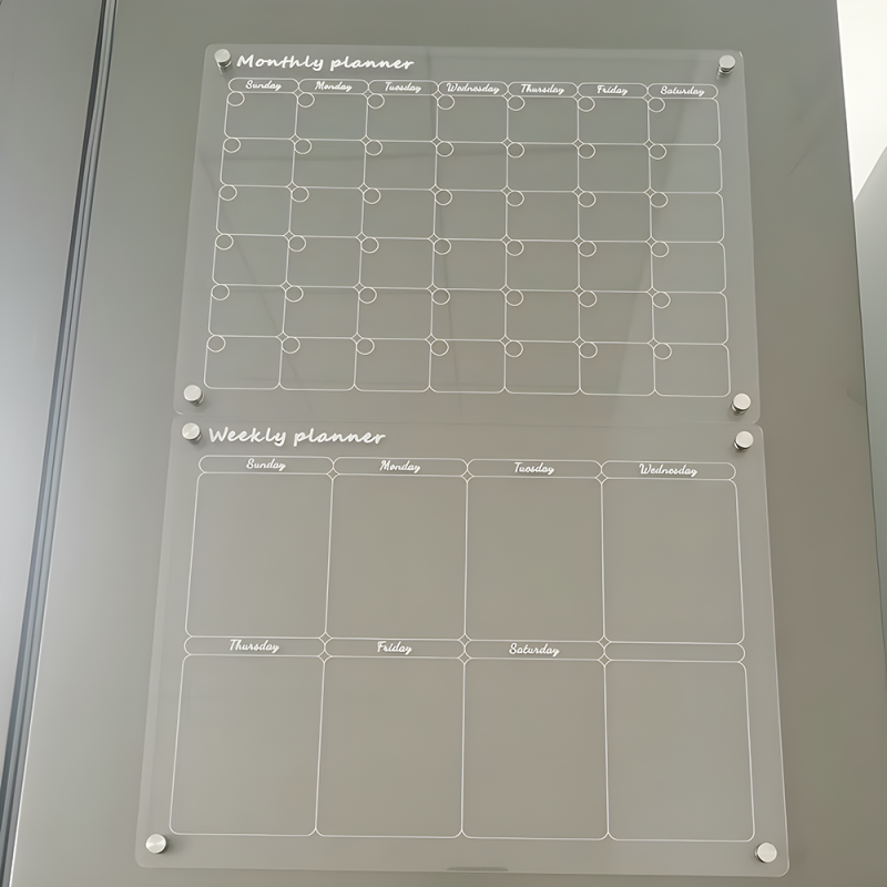 Customizable Bulk Transparent Calendar with Note Board, Removable and Easy-to-Erase Acrylic Magnetic Fridge Calendar