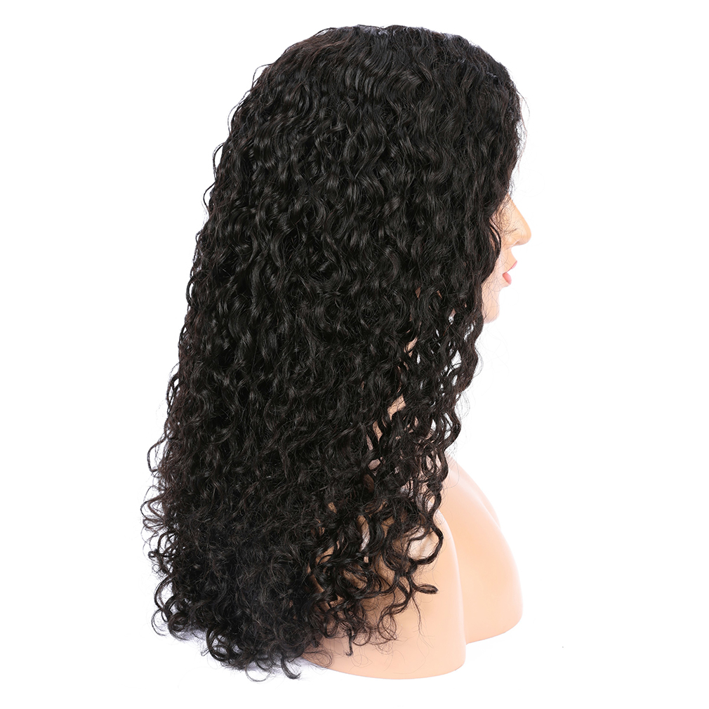 Eli Jerry Curly Front Full Lace Human Hair Wig Natural Black Long Curly Brazilian Hair Lace Wig For Women