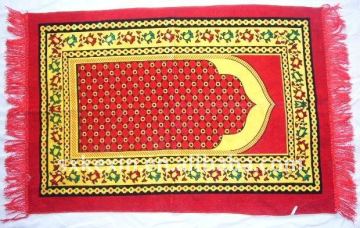 100% polyester velvet print PU compound prayer rugs