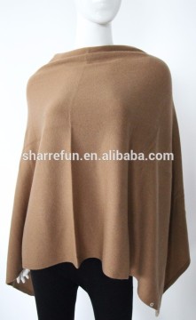 factory wholesale 12gg jersey knitted pure cashmere women ponchos
