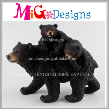 Resin Garden Decoration Black Bears Family Sculpture Wholesale