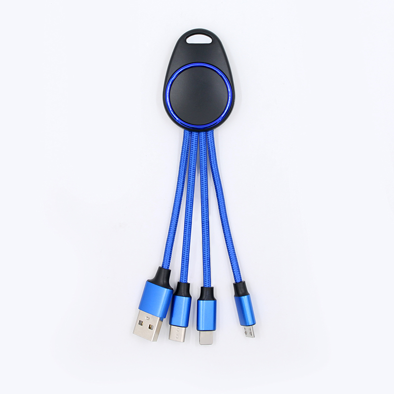 Yijiashishang Manufacturer Direct Supply 3 in 1 USB Charger Cable with LED Light for Android Micro USB,iOS and USB-C Mobile Devices