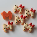 Wholesale Cute Letter M Bowknot Loose Kawaii 100pcs Cookie Cake Food Style Resin Beads for Decoration