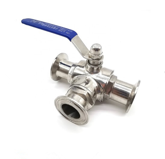 Stainless Steel Sanitary Butt Weld Thread Three Way Clamp End Ball Valve