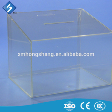 2016 Simple Custiomized Table Top Clear Acrylic Large Suggestion Boxes for the Public