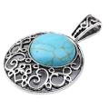 Turquoise 20MM Cabochon Alloy Gemstone Pendant