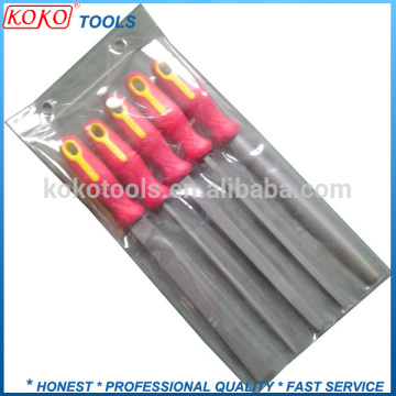 8" double color plastic handle 5pcs steel files hand tools set