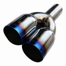 Universal weld-on tail pipes, blue chrome