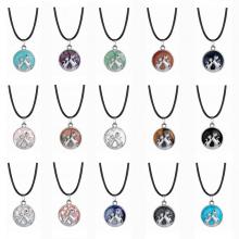 Collier en pierre naturelle Chakra cristaux de guérison chat mignon pendentif rond bijoux pour animaux de compagnie cadeaux pour les femmes