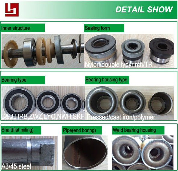 Waterproof Q235 Steel idler Roller with Deep Groove Ball Bearing for Belt Conveyor