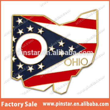 State Shape of Ohio and Ohio Flag Lapel Pin