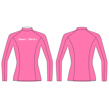 Seaskin Pink Long Sleeve Plus Size UPF50+ RashGuard