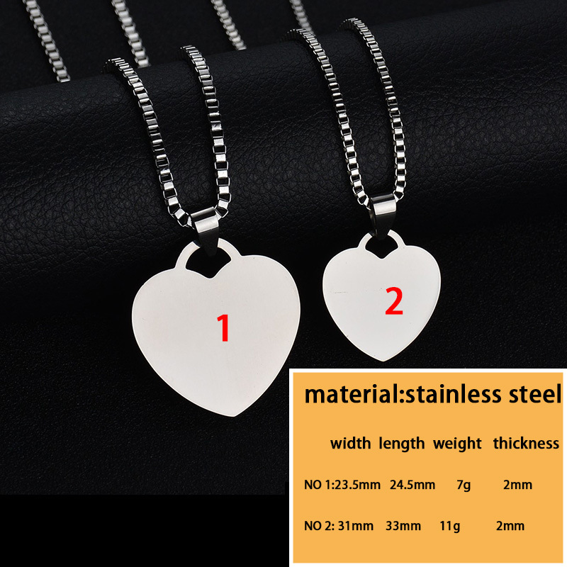 custom necklace gold plated stainless steel heart pendant necklace custom dog tags nameplate necklace