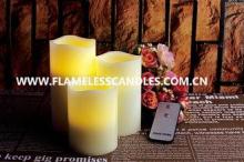 Battery Operated Unscented LED Wax Pillar Candles , Flicker
