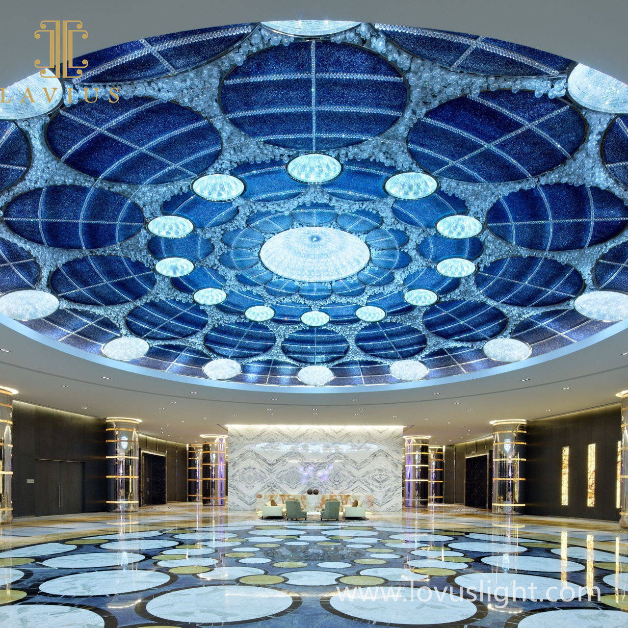 Dream Ocean Wedding Chandelier Personalized Custom Hotel Wedding Chandelier LED Display Lighting Blue Chandelier