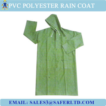 Green color PVC polyester military PVC raincoat