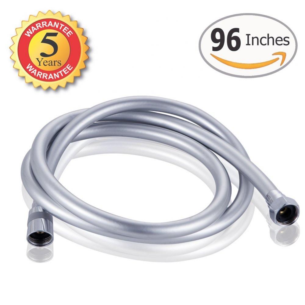 Manguera de ducha flexible cromada de doble bloqueo con tubo interior trenzado de fibra negra