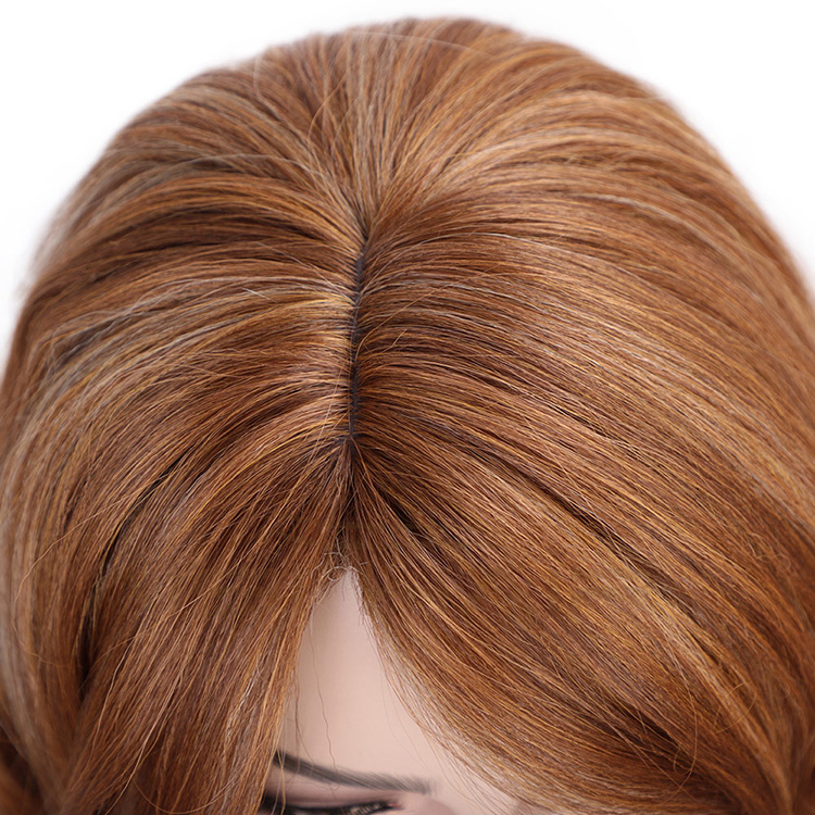 Aisi Hair Long Wavy Hair Brown with White Color Synthetic Wigs High Temperature Fiber Fashion Cosplay Wigs for Women