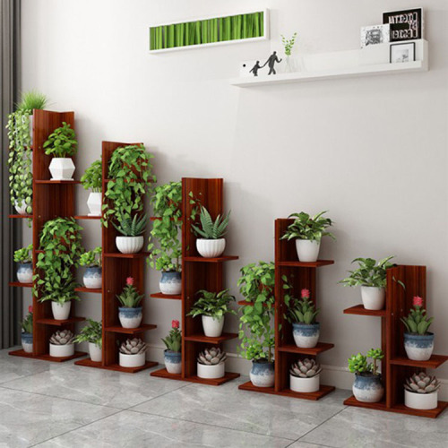 Customization Flower Display Rack Wood Plant Shelf