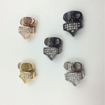 5A CZ Stone Leather Bracelet Triangle Charms