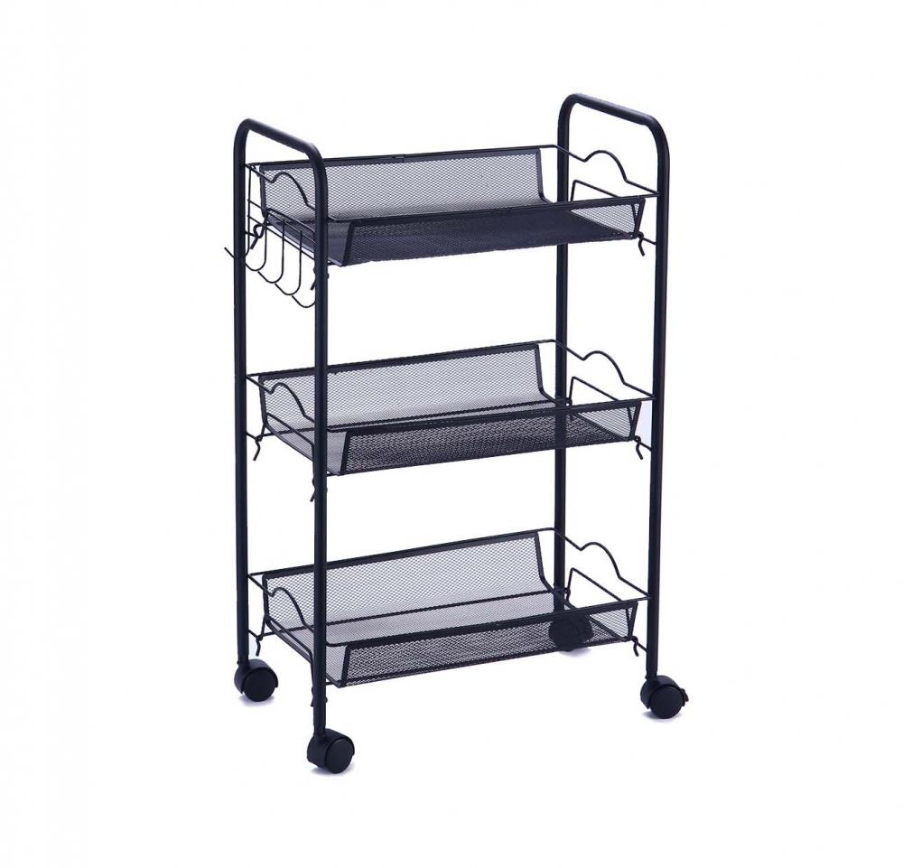 3 Tier Utility Rolling Cart Storage Organizer Black 2 Jpg