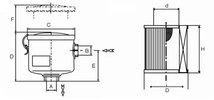 Yüksek Akışlı Döner Kanat Vakum Pompası Hava Emme Filtresi (6) high flow rotary vane vacuum pump air intake filter (6)
