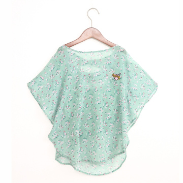 Girls high quality printed top in butterfly sleeve