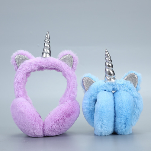 Warm Unicorn Headphones for Girls Winter Fur Ear Muffs For Women Winter Accessories Ear Cover Warmers Women Christmas Headband
