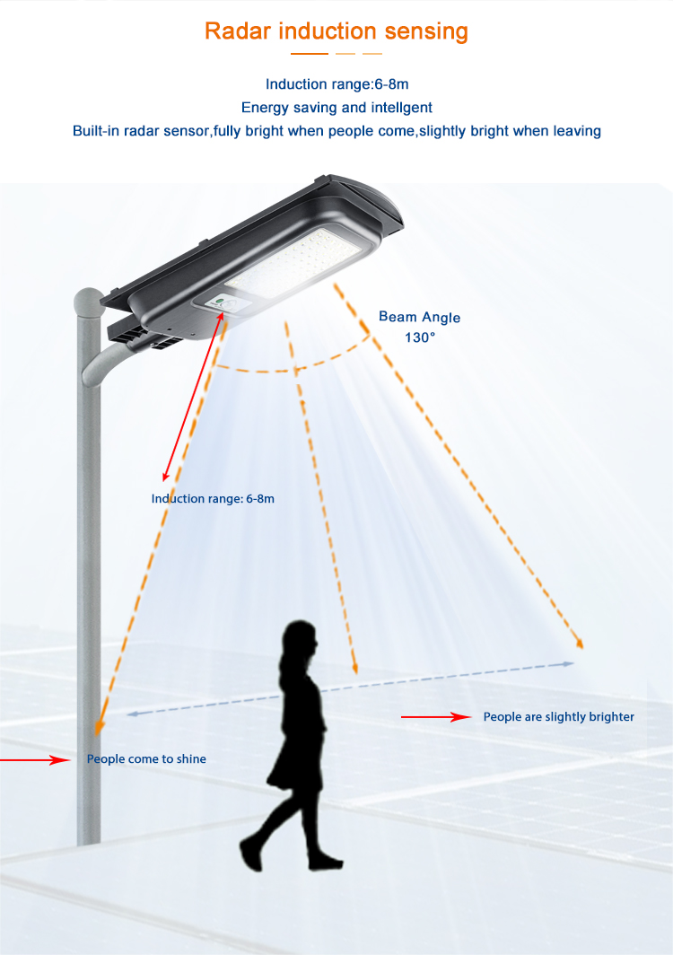 KCD Wholesale Green Energy Waterproof ip65 All in One Outdoor Led Solar Street Lamp 100W