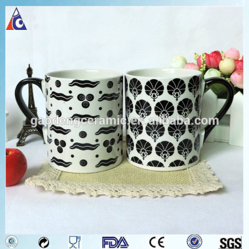 White and black ceramic milk mug