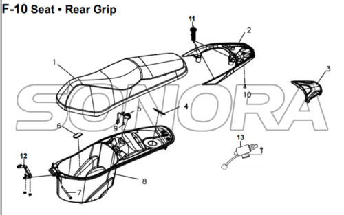 F-10 Seat Rear Grip untuk XS175T SYMPHONY ST 200i Spare Part Kualitas Top