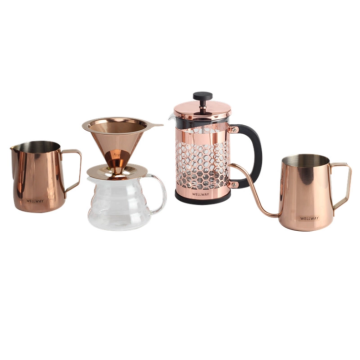 Stainless steel flip coffee pot Four-piece Suit