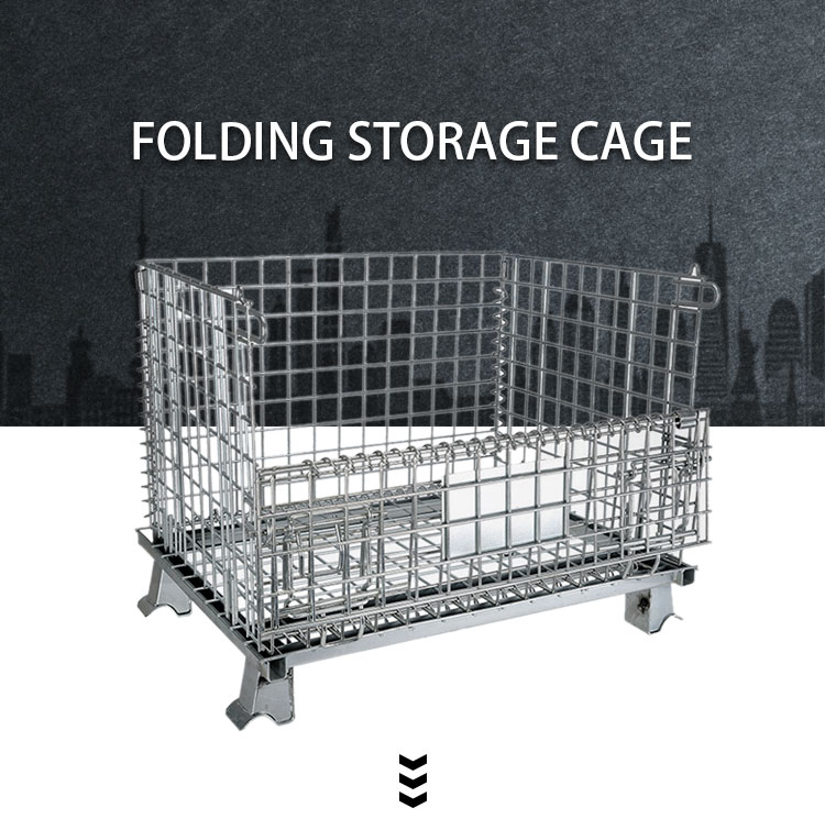 Galvanized foldable collapsible metal steel storage welded wire mesh cage