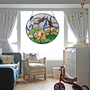 Customized Round Tiffany Stained Glass Window Panels for Living Rooms