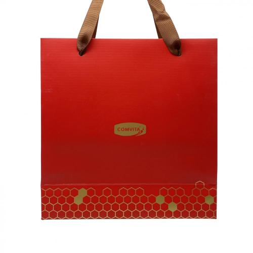 Red Gold Logo Printed Cloth Garment Shopping Bags